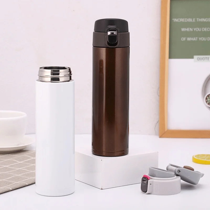 Students Go To School Thermos Cup Creative Bullet Cover Direct Drinking Water Cup Simple Solid Color Durable and Practical