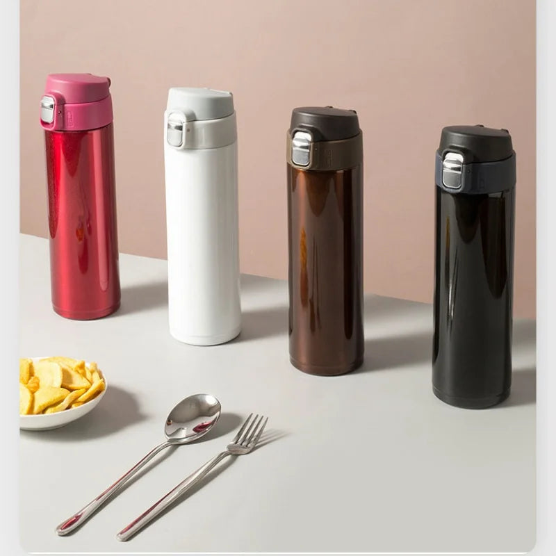 Students Go To School Thermos Cup Creative Bullet Cover Direct Drinking Water Cup Simple Solid Color Durable and Practical